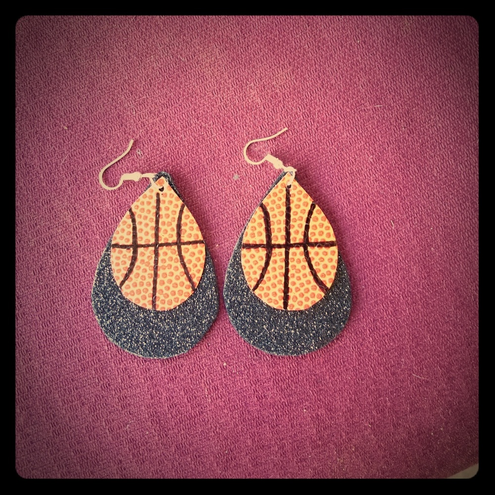 Basketball tear drop earrings